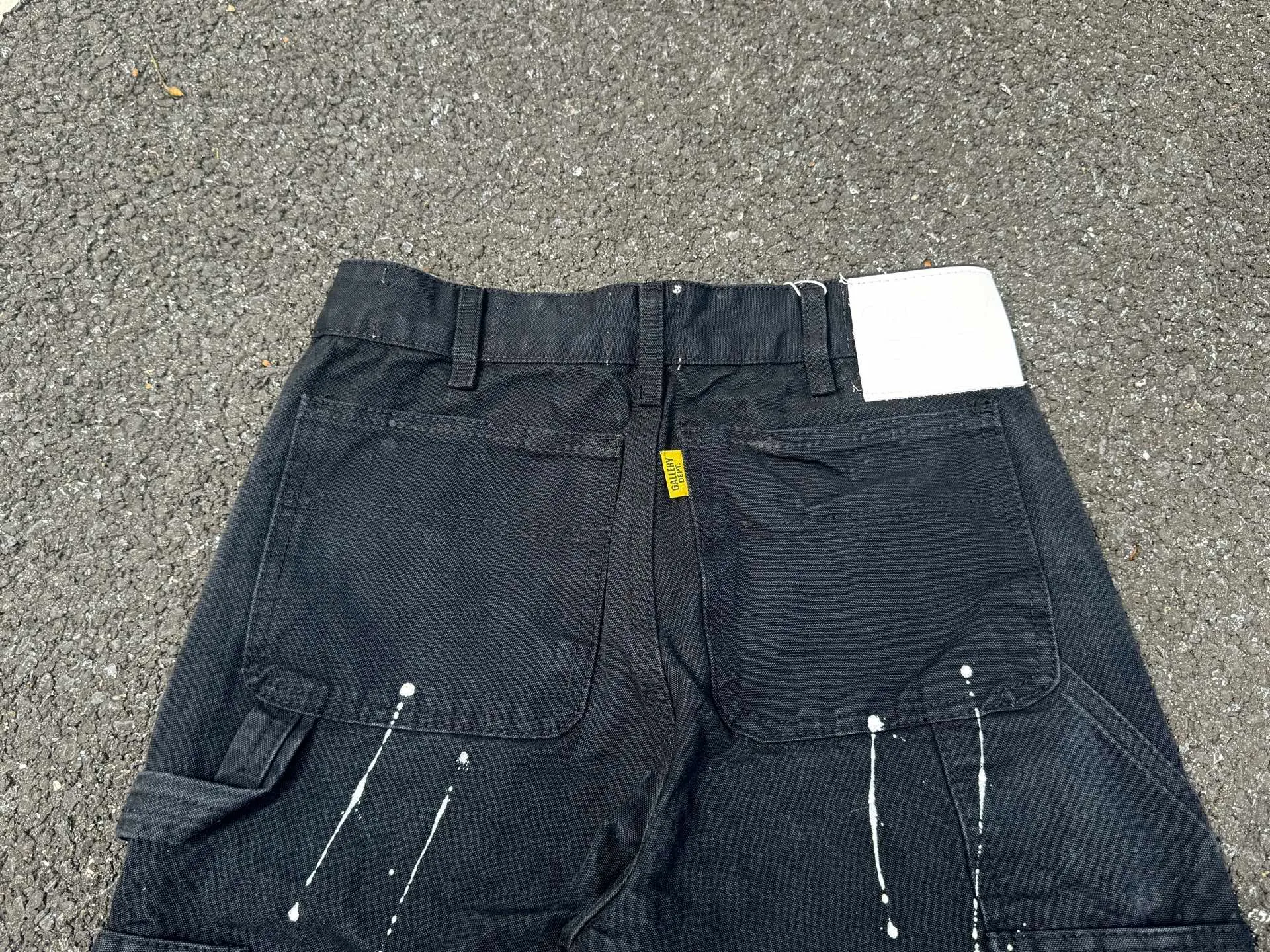 P220💰G33 GALLERY DEPT. Spliced ​​washed retro jeans for men and women high street splashed ink trousers micro-flared casual trousers trendy couple same style Color: Black Size: S-XXL (corresponding to 28-36)